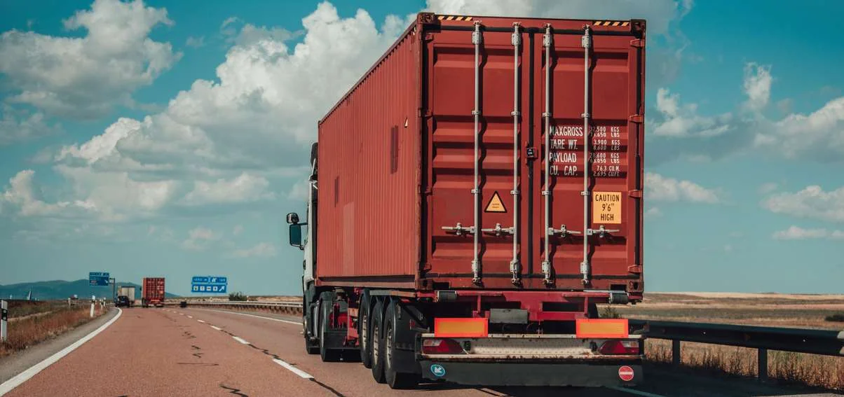 Container truck on a highway