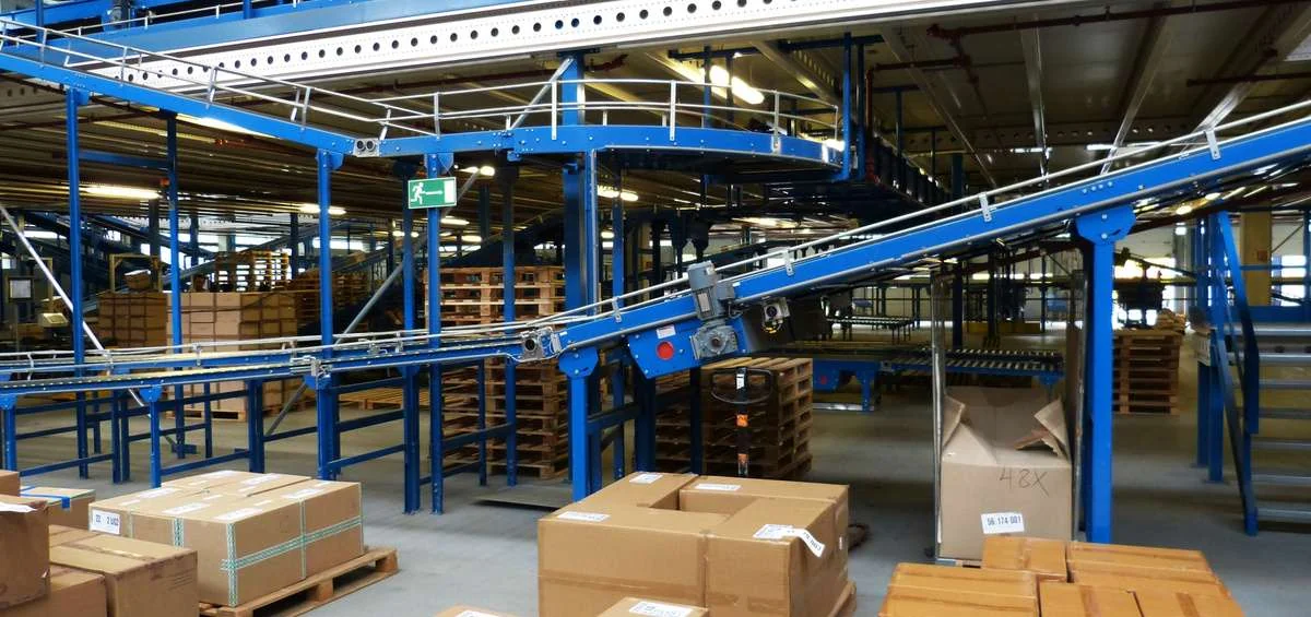 Storage racks and cargo inside a warehouse